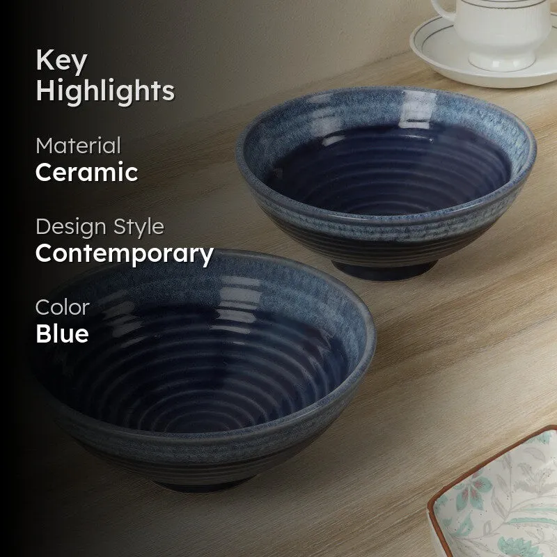 Hostella Table Serving Bowl (Blue,700 mL Each) - Set Of Two media 2