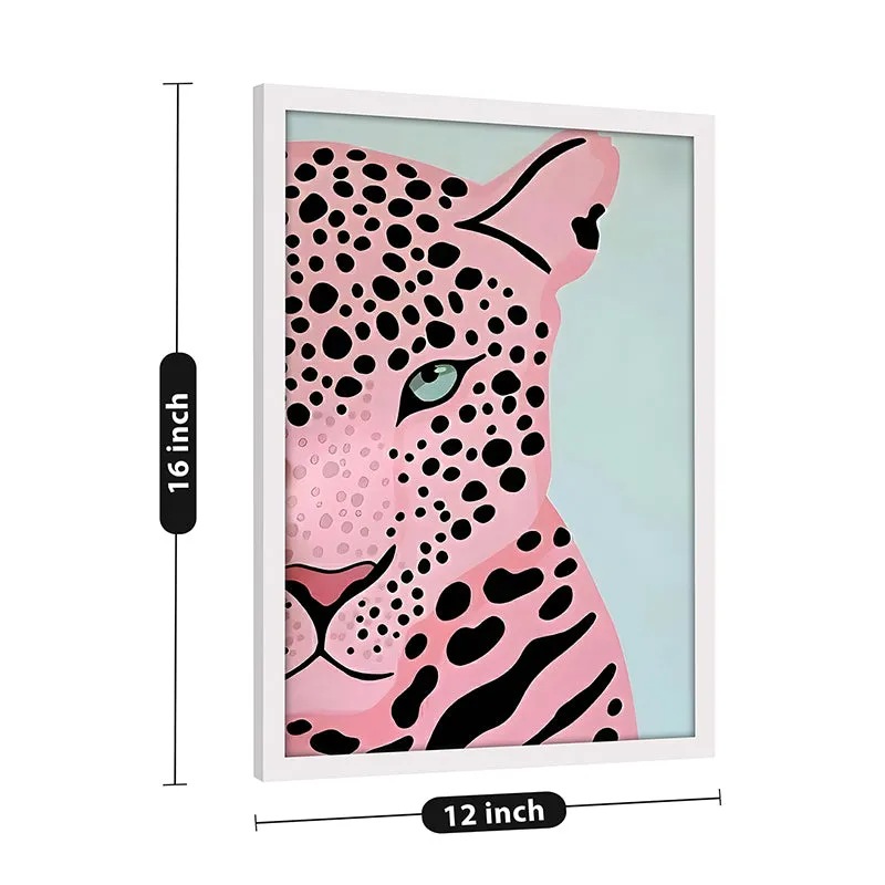 The Pink Panther Canvas Leopard Wall Art With Frame - White media 6