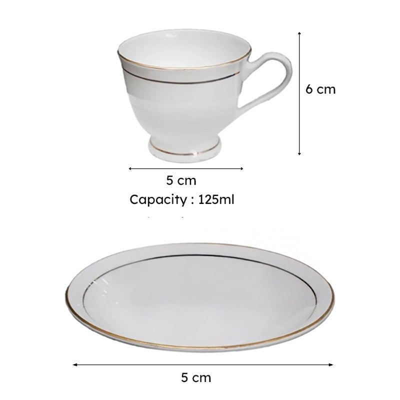 Luxury Bone China Tea Cup & Saucer Set (125 ML) 12-Piece Set media 7