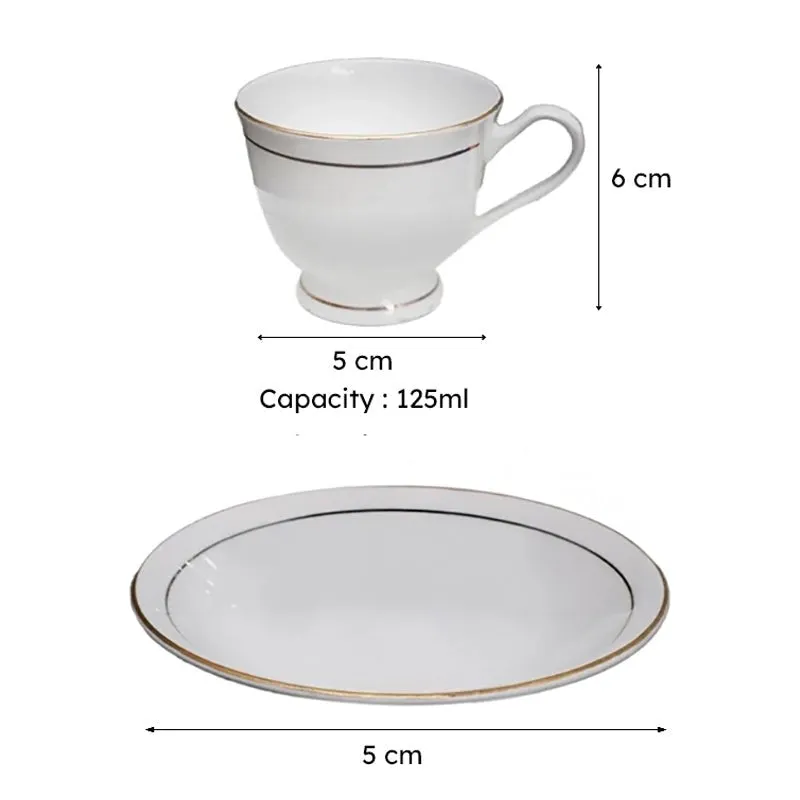 Luxury Bone China Tea Cup & Saucer Set (125 ML) 12-Piece Set media 7