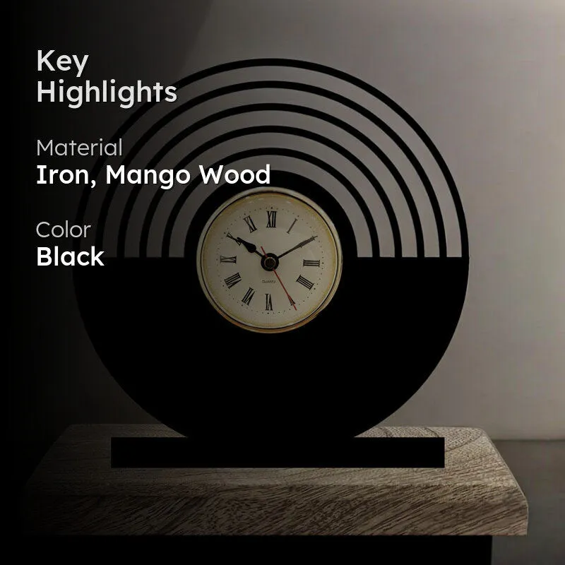 Spiral Flux Iron & Mango Wood Table Clock media 2