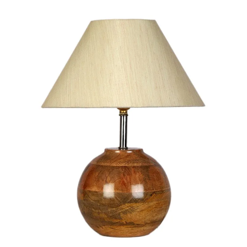 Auryon Cotton Table Lamp With Wooden Base media 3