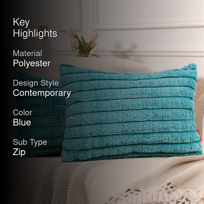 Frost Waffle Blue Cushion Cover (Rectangle)  Set of Two media 2