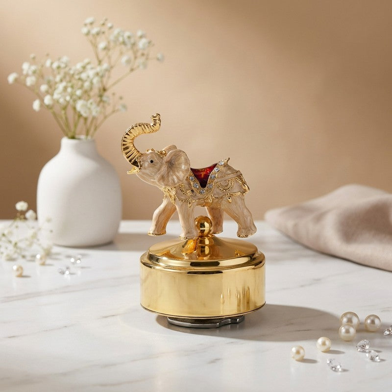 Majesty Elephant Figurine 24K Gold Plated Mild Steel Showpiece