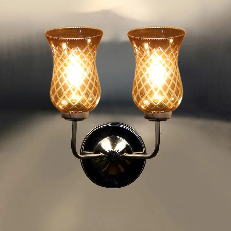 Honey Glow Silver Base Decorative Glass Wall Lamp media 8