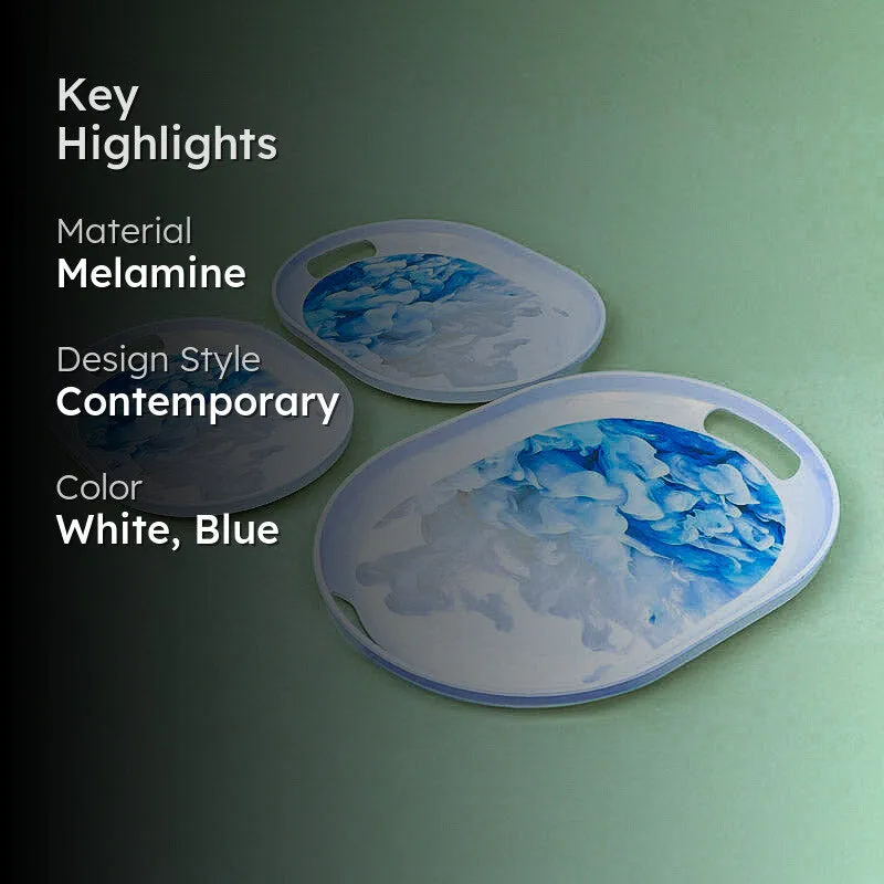 Hydrangea Halo Serving Tray (Blue) - Set Of Three media 2