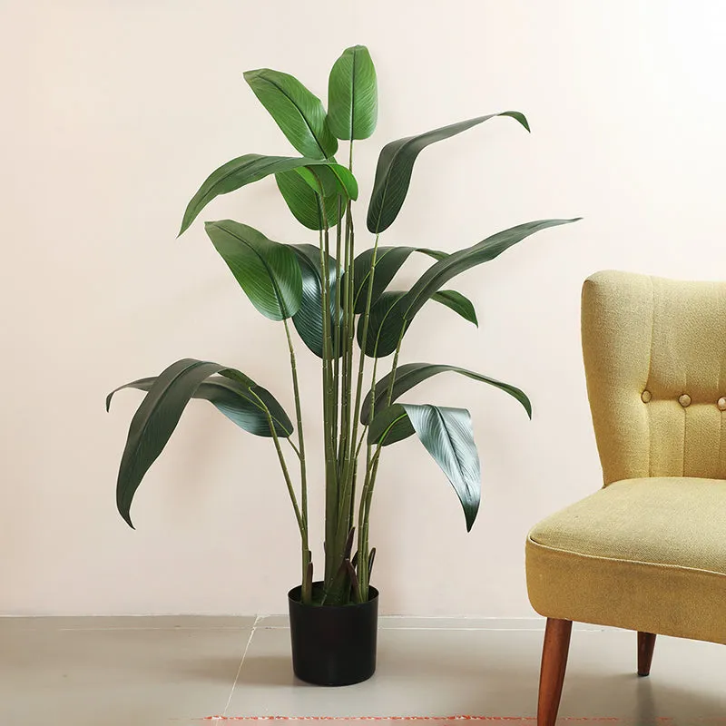 Viridin  Artificial Banana Plant With Black Plastic Pot - 5 Feet media 3
