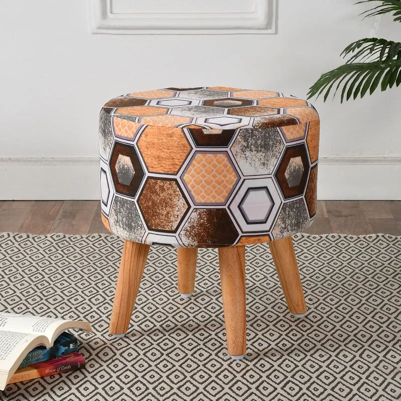 Rustic Geometric Velvet Ottoman - Multicolor media 1