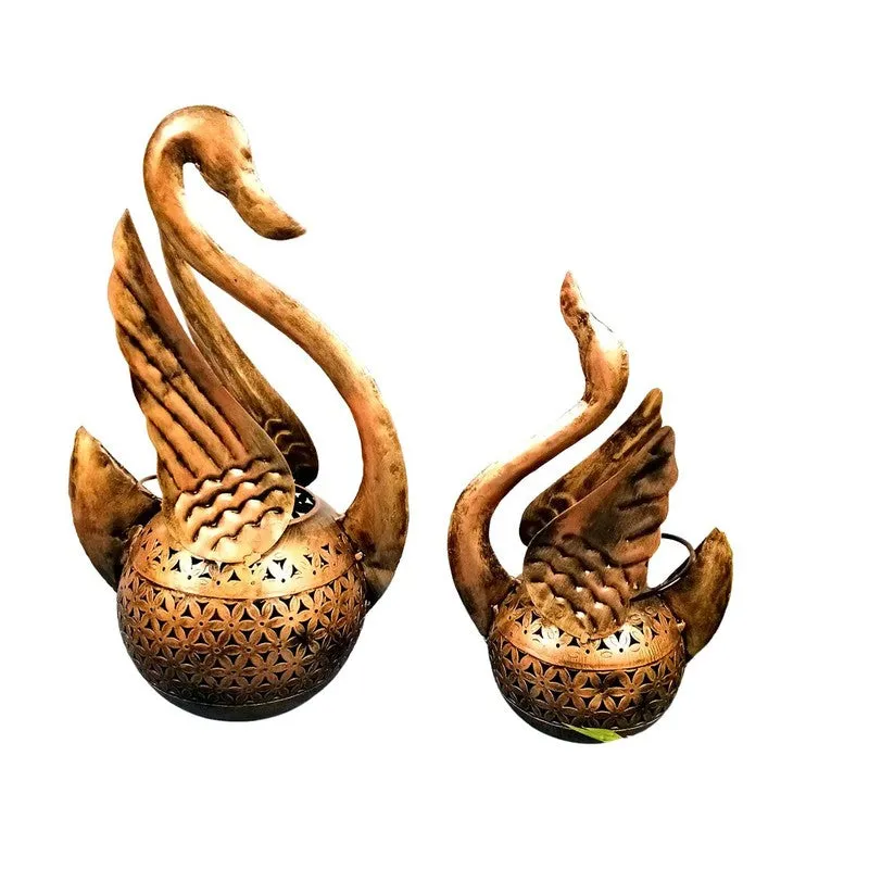 Swan Grace Iron Duo Tealight Candle Holder media 3