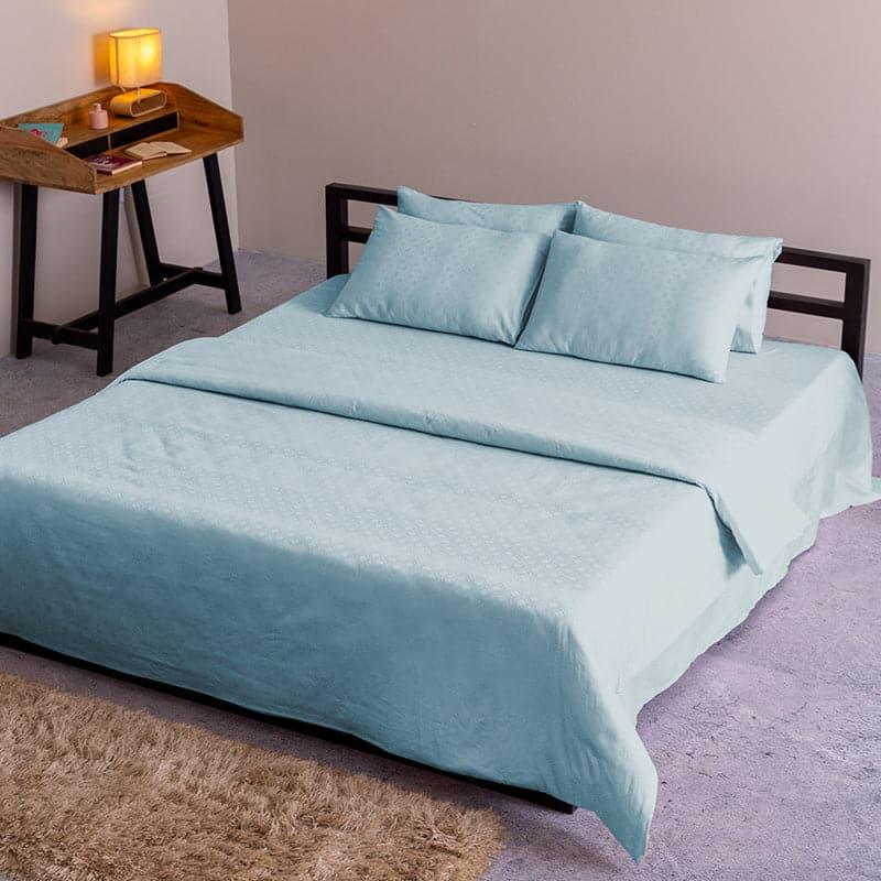 Meander Geometric Cotton Bedsheet (Azure) - 300 TC media 4