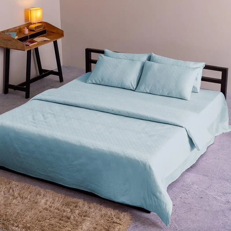 Meander Geometric Cotton Bedsheet (Azure) - 300 TC media 4