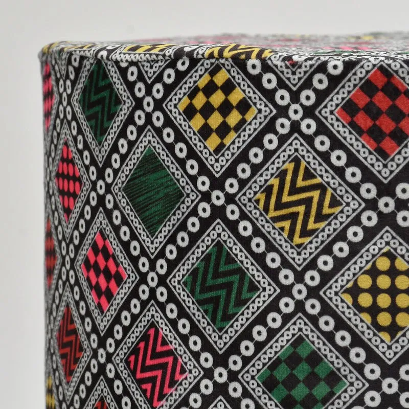 Navine Boho Diamond Multicolor Engineered Wood Ottoman media 4