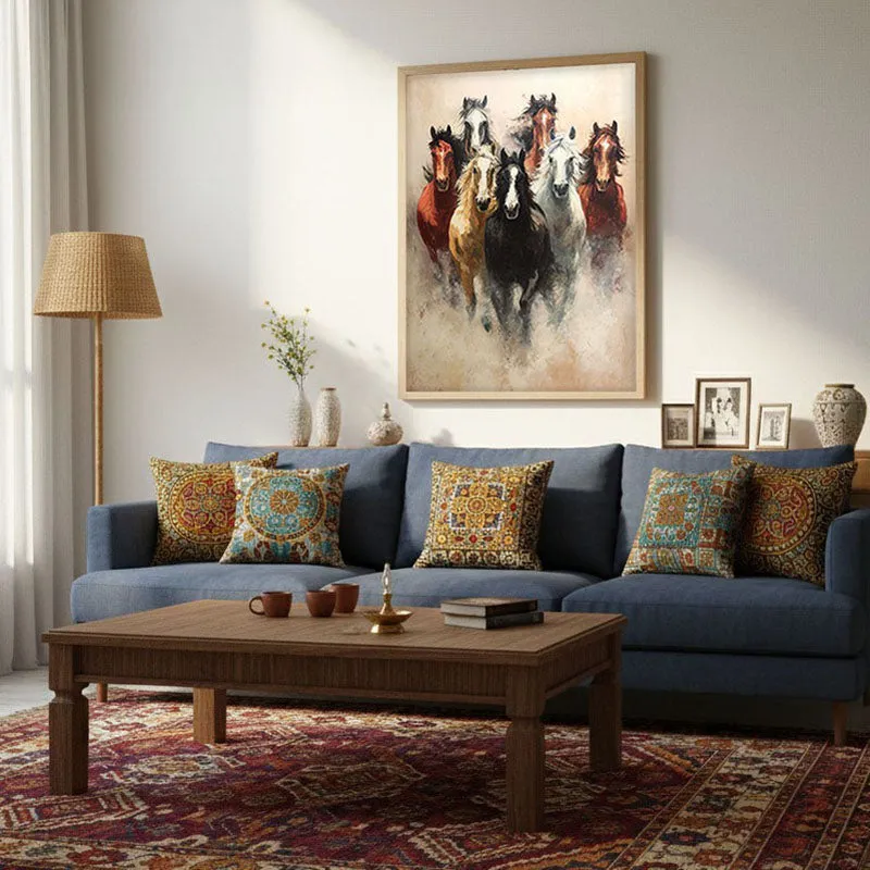 Unbridled Force Horse Wall Painting With Brown Frame media 3