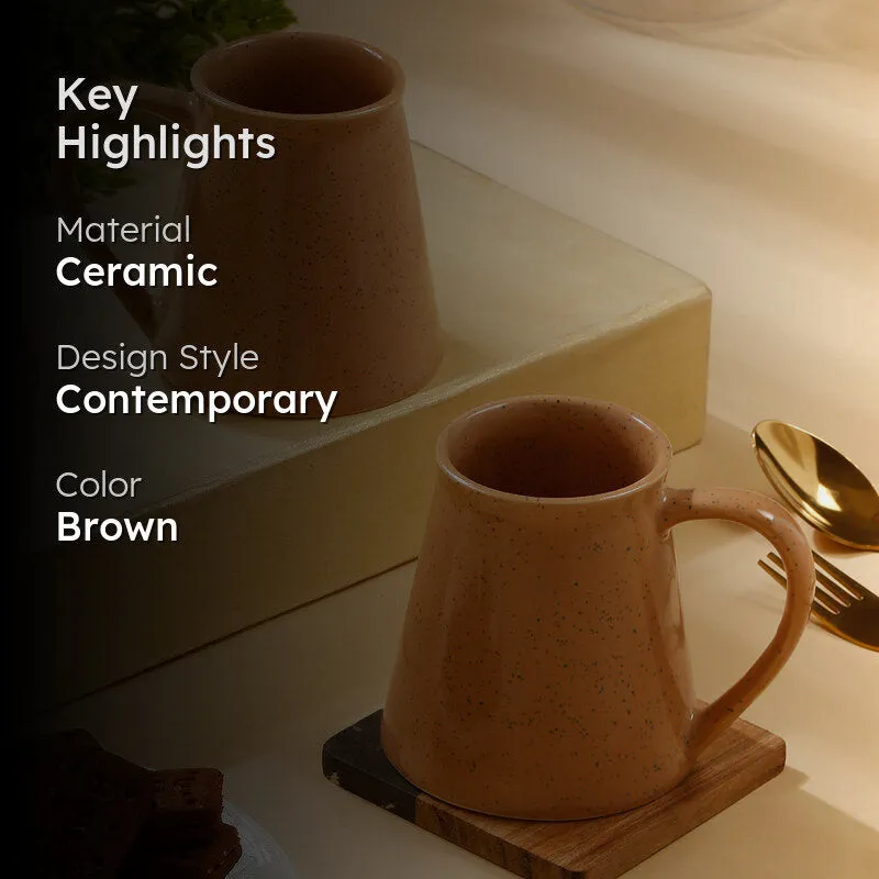 Mocha Ceramic Coffee Mug (300 mL Each,Brown) - Set Of Two media 2