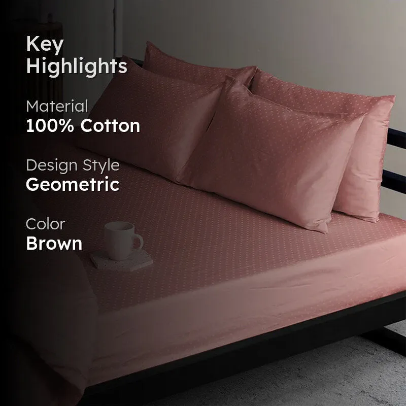 Swiss Dot Cotton Pillow Cover (Desert Sand,500TC) - Set Of Two media 2