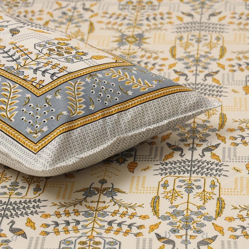 Utopia Jaipuri Cotton Bedsheet (White) - 144 TC media 5