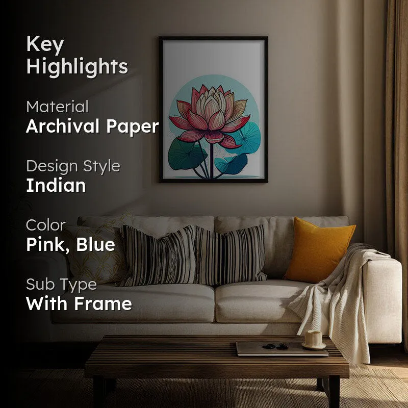 Lotus In Color Archival Paper Wall Art With Frame media 2