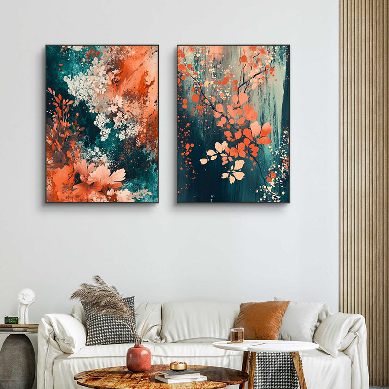 Mythical Gardens Canvas Wall Painting - Set Of Two