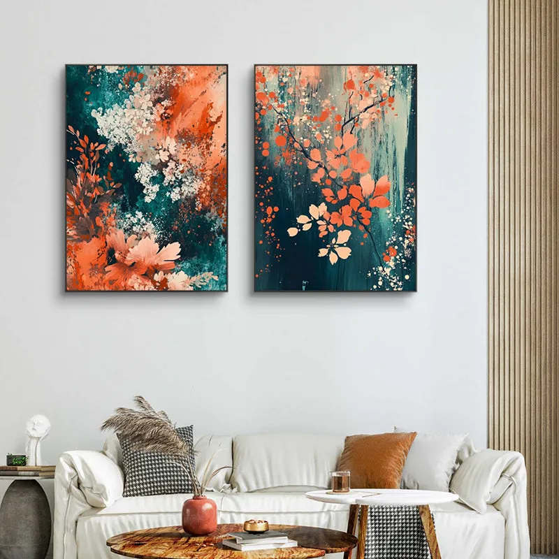 Mythical Gardens Canvas Wall Painting - Set Of Two media 1