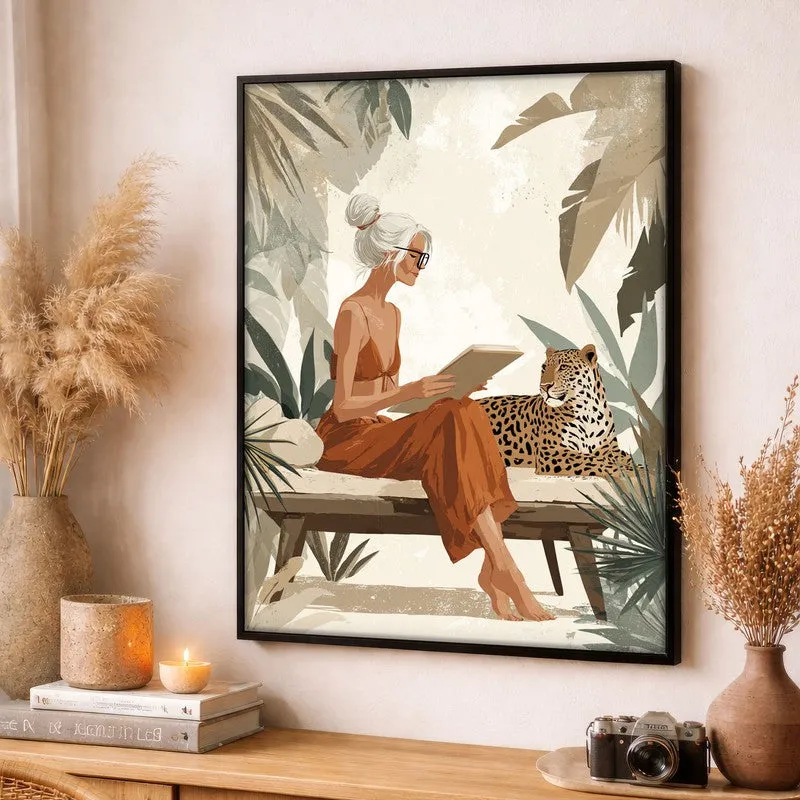 Leopard Lounge Canvas Wall Painting - Black Frame media 3