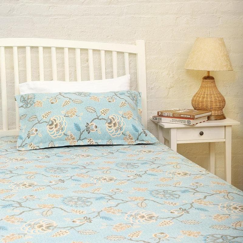 Swayam Light Blue Floral Cotton Bedsheet - 180 TC || Super Soft media 4