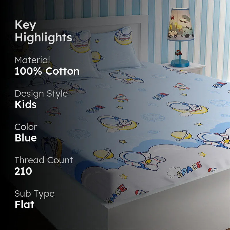 Space Astronauts Kids Cotton Bedsheet - 210 TC media 2