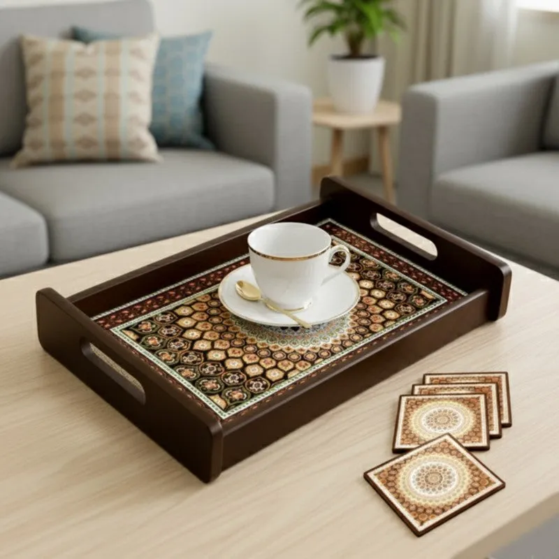DecoDine Serving Tray with 4 Coasters - Five Piece Set media 1
