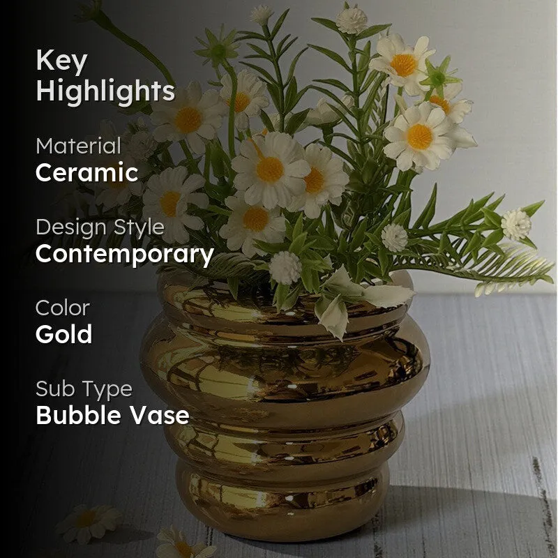 Fern Fable Metallic Gold Ceramic Vase media 2
