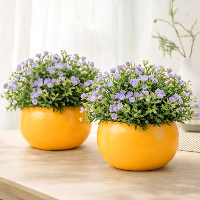 Velveta Artificial Rose Flower Plant With Pot (Violet,14CM) - Set Of Two