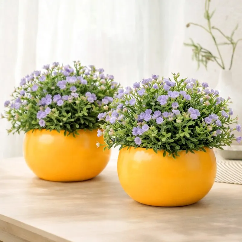 Velveta Artificial Rose Flower Plant With Pot (Violet,14CM) - Set Of Two media 1