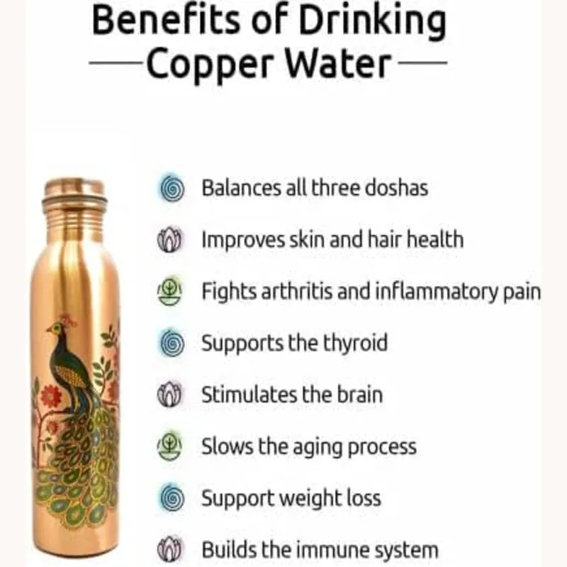 Ashya Mayoora Copper Water Bottle - 1000 mL media 4