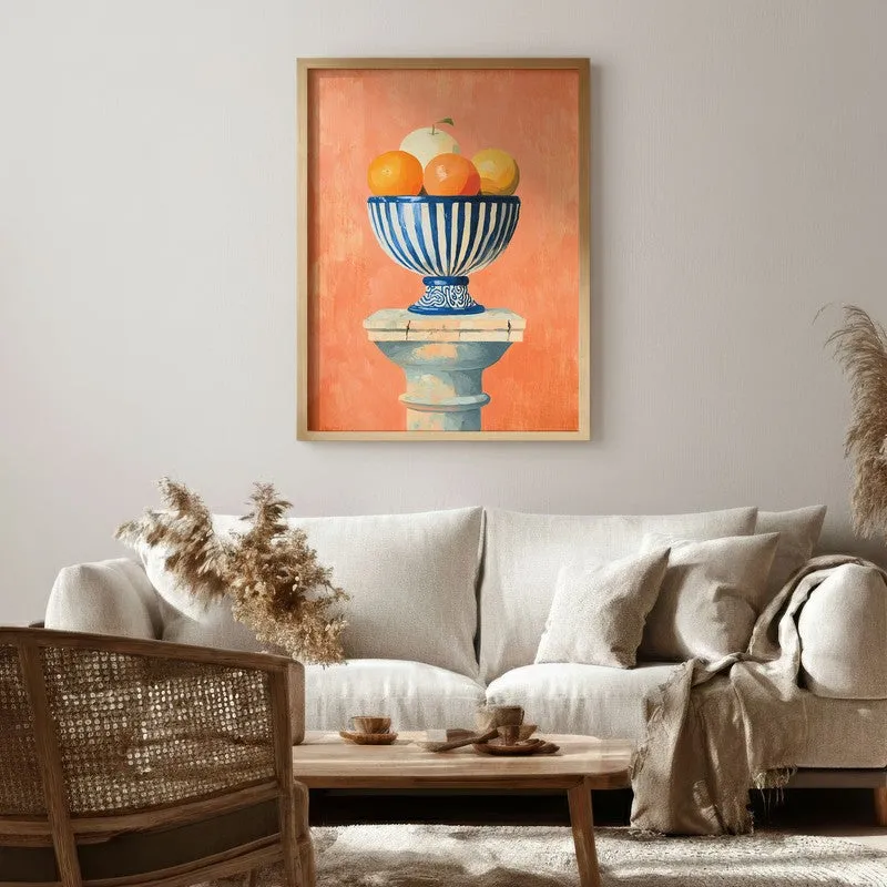 Fruit Bowl Canvas Wall Painting - Brown Frame media 1