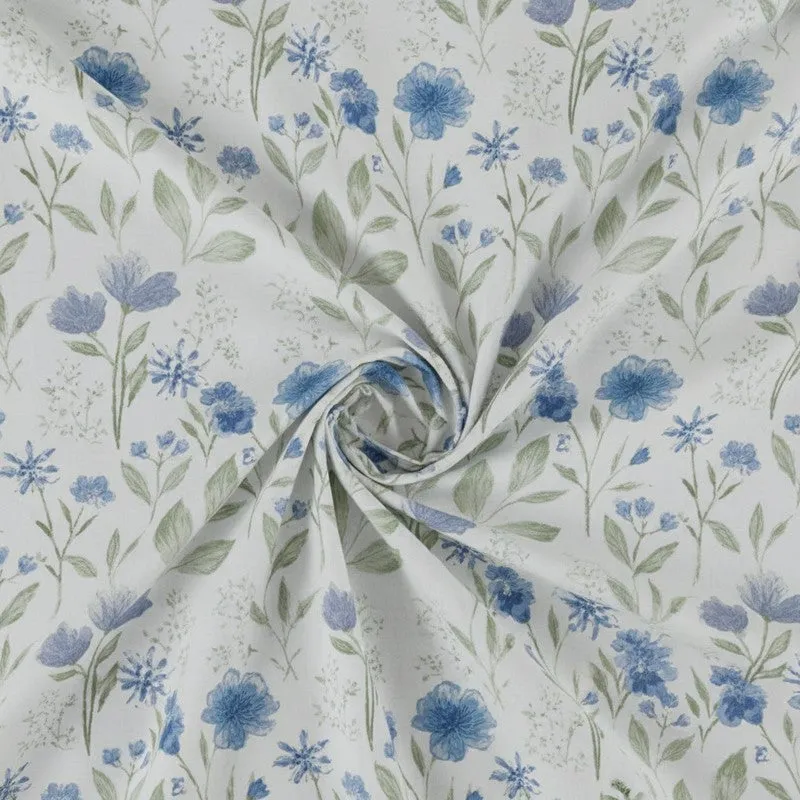 Harmony Floral Cotton Bedsheet (Blue) - 180 TC media 5