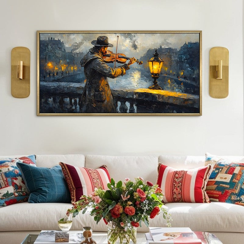 Violin at Dusk Canvas Wall Painting With Frame