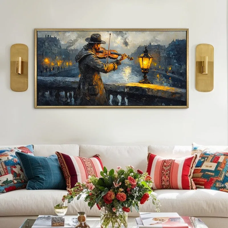 Violin at Dusk Canvas Wall Painting With Frame media 1