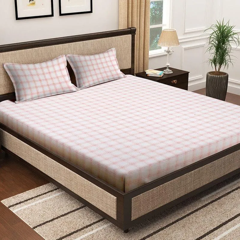 Milly Checkered Bedsheet (Pink) - 150 GSM media 1