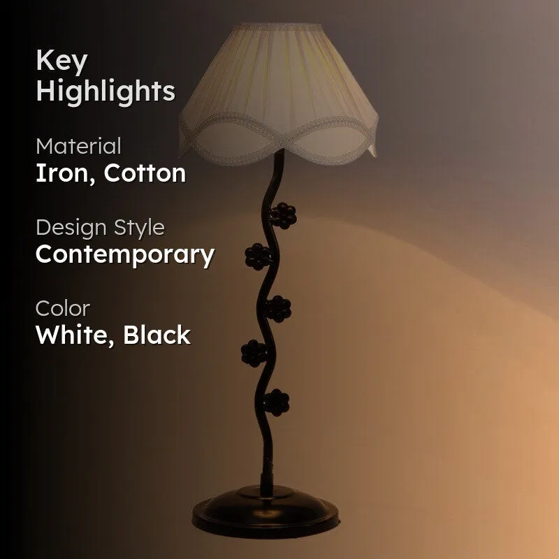 Novara Cotton Table Lamp With Iron Base - White media 2