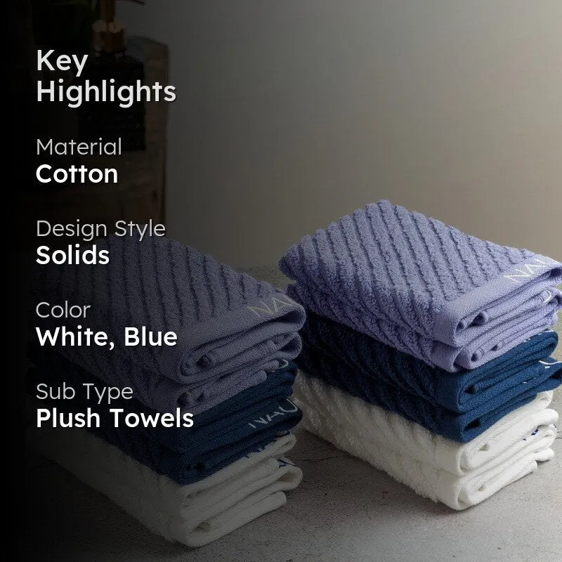 Nautica Riviera Soft Cotton Hand & Face Towel (White,Blue & Dark Blue) - Set Of Twelve media 2