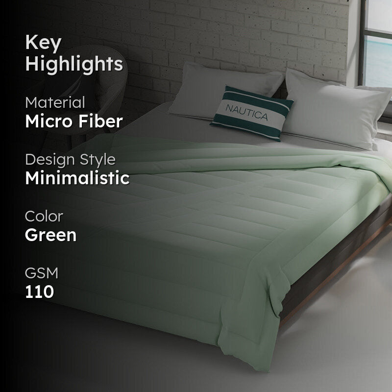 Nautica Ciel Luxe Solid Microfiber Comforter (Sage Green) - 110 GSM media 2