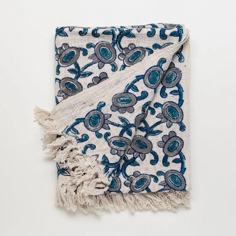 Flower Maze Handblock Printed Throw media 5
