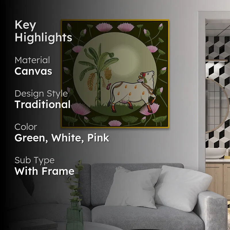 Pastoral Paradise Canvas Wall Painting With Frame - Gold media 2