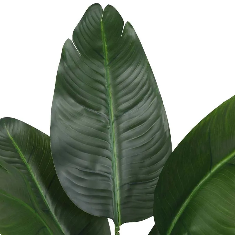 Faux Lush Bird of Paradise Plant With Black Plastic Pot (Dark Green) - 4 Feet - 5