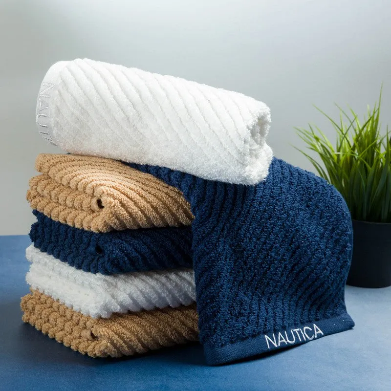 Nautica Riviera Soft Cotton Hand Towel (White, Dark Blue & Yellow) - Set Of Six media 3
