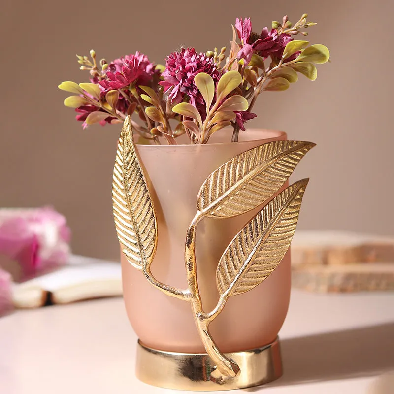 Gemma Glass Vase - Peach & Gold media 1
