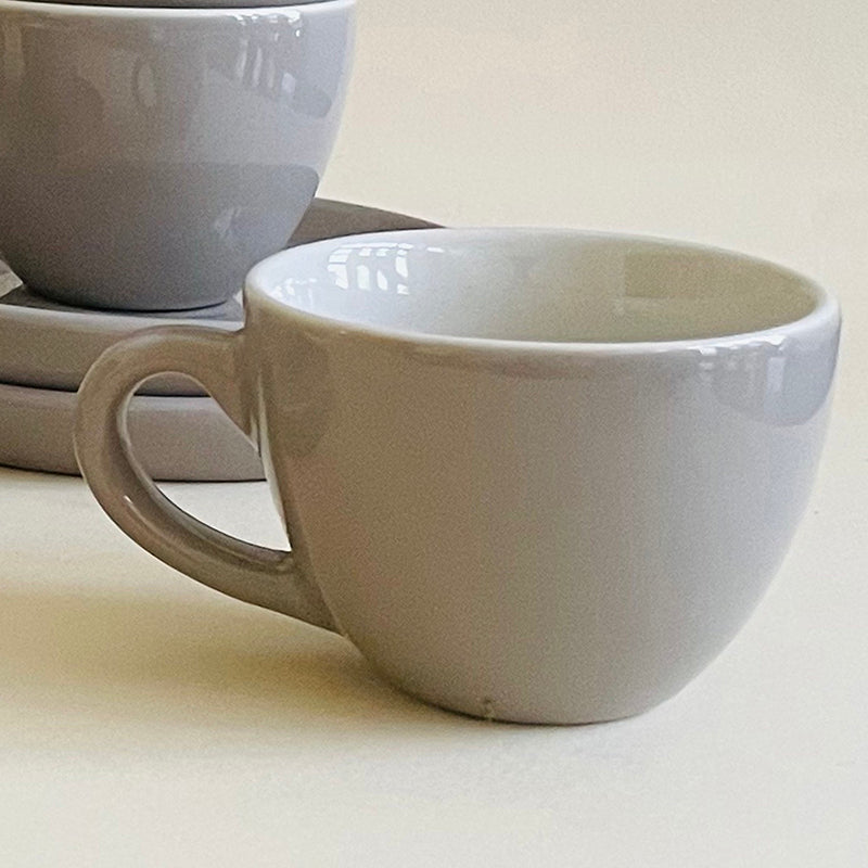 Blush & Brew Ceramic Cup & Saucer (Grey/100 mL) - Twelve Piece Set media 4
