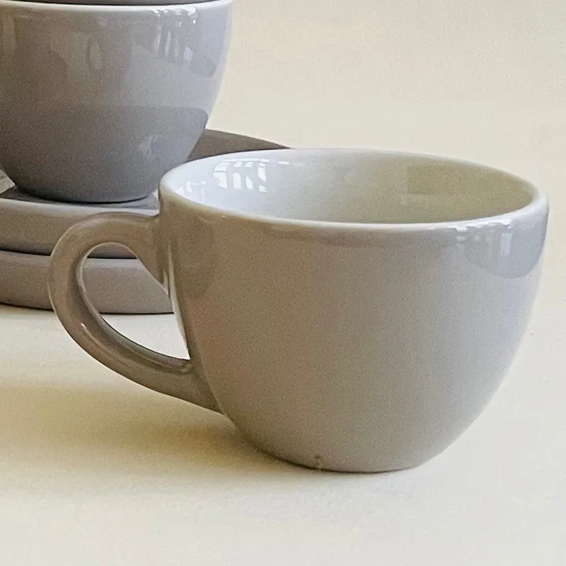 Blush & Brew Ceramic Cup & Saucer (Grey/100 mL) - Twelve Piece Set media 4