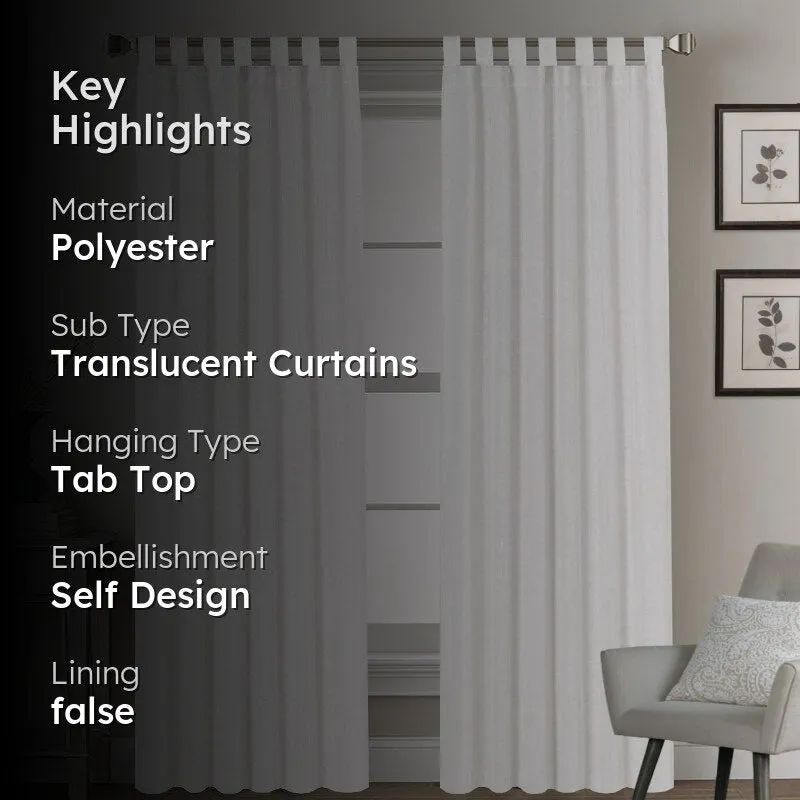 Esme Tab Top Medium Width Curtain - White media 2