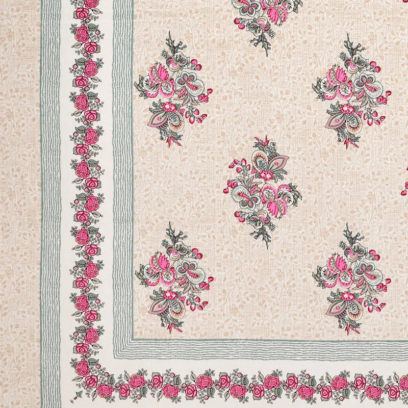 Ahana Floral Printed Cotton Bedsheet (Pink) - 144 TC media 5