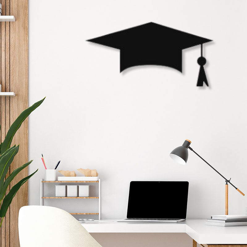 Scholar Cap Black Iron Wall Accent