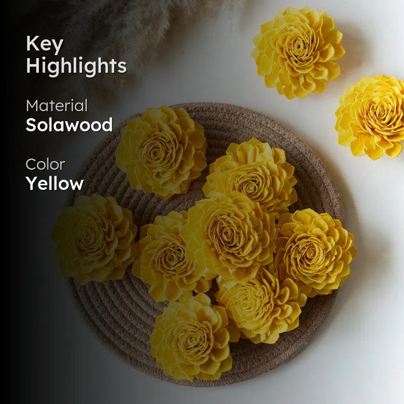 Estar Sola Wood Rose Flower (Yellow) - Set Of Ten media 2